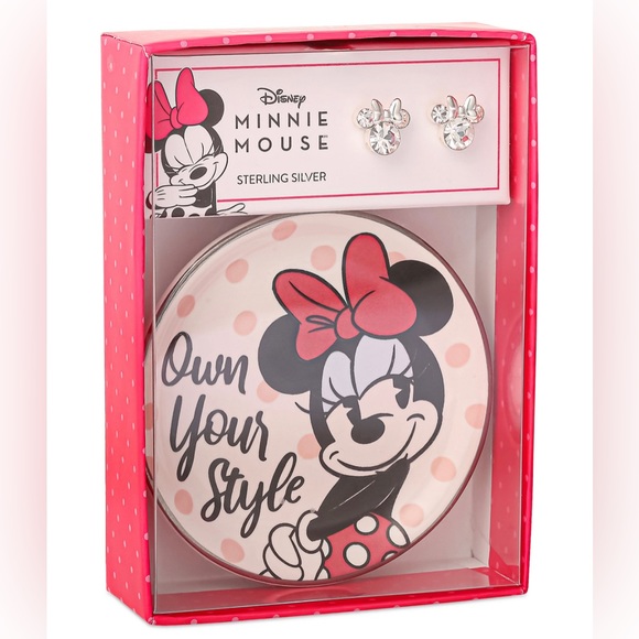 Minnie Mouse Crystal Stud Earrings in Sterling Silver - Picture 1 of 4